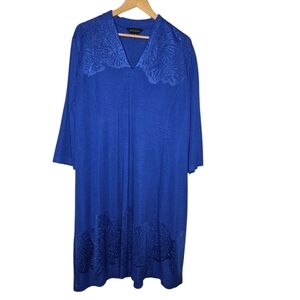 Ming Wang Womens Dazzling Blue Jacquard Knit Dress Size 1X